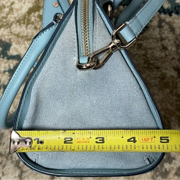 Kate Spade Baby Blue Reiley Medium Dome Saffiano Leather Satchel Crossbody Bag - Picture 10 of 16